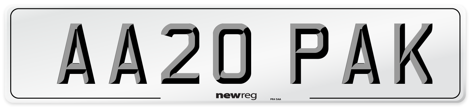 AA20 PAK Number Plate from New Reg
